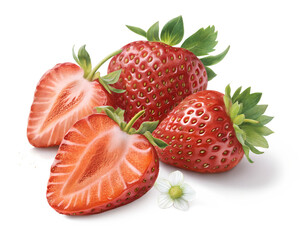 strawberries isolated on white background