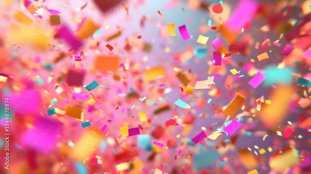 Poster colorful confetti falling rapidly to create a festive background pattern
