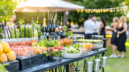 Garden party food buffet catering delicious appetizers and drinks