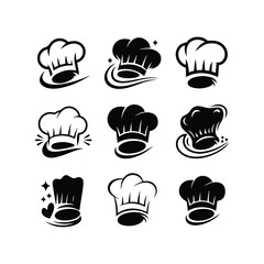 Chef Head Icon on Black Button with White Rollover Chef Hat Mustache Restaurant Symbol Template
 Chef Hat Icons - Multi Series Chef icon set
 