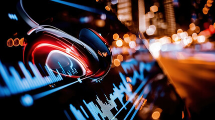 Night city dashboard display