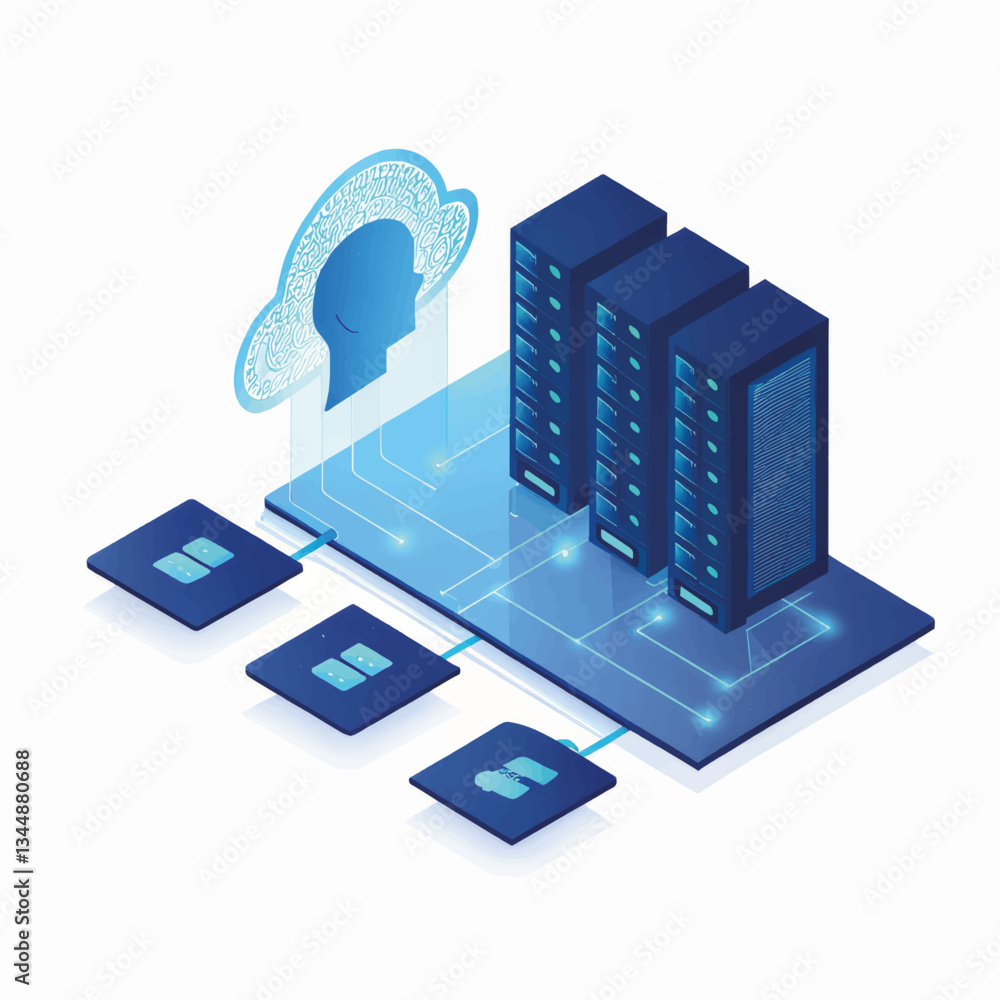 Poster digital cloud computing and data storage representation