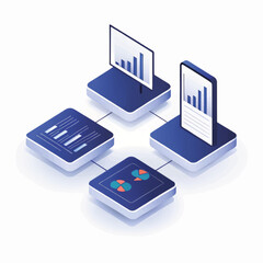 Data visualization graphics in a modern isometric style  
