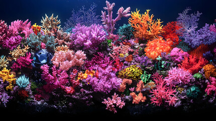 Vibrant Colorful Pixelated Coral Reef Underwater Scene
