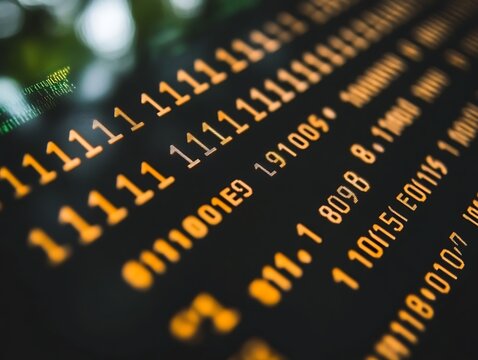 Digitized numerical data displayed on a computer screen in yellow