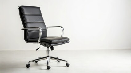 Obraz premium Black Leather Office Chair on White Background