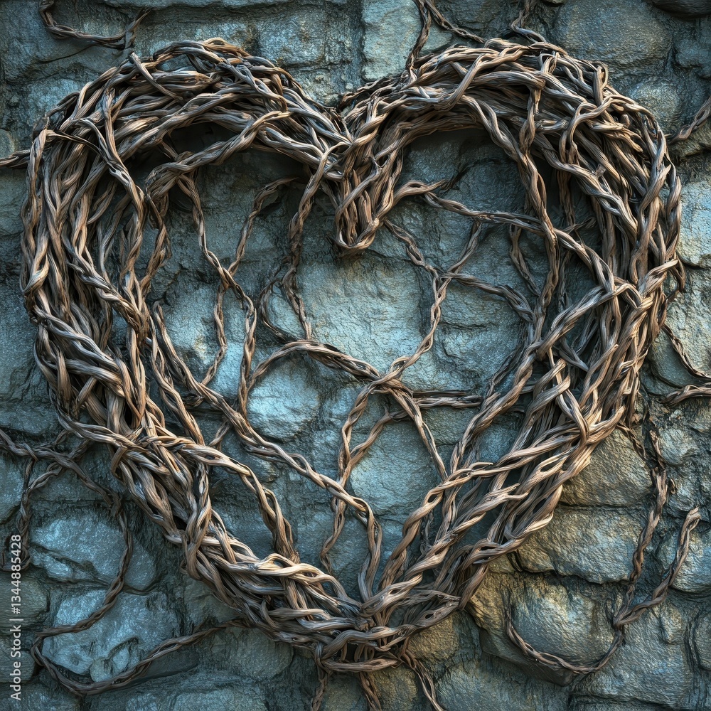 Poster a heart shape created from intertwined and twisting tree branches