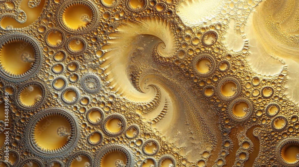 Poster mesmerizing fractal design with golden hues in abstract patterns