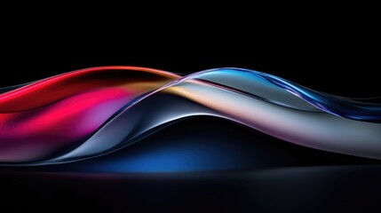 Abstract fluid waves of vibrant colors on a dark background.  Dynamic, flowing curves create a sense of motion and energy.  Deep hues blend seamlessly