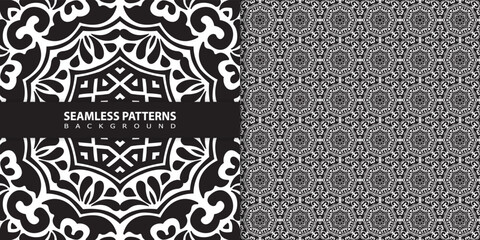 Seamless Black and White Pattern Background (7)