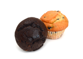 Isolated chocolate muffin on white background