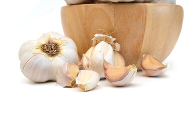 Garlic. Group isolated on white background.