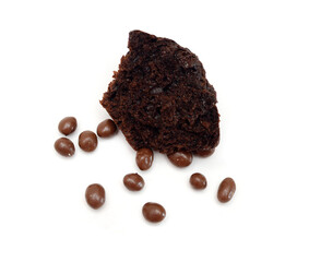 Isolated chocolate muffin on white background