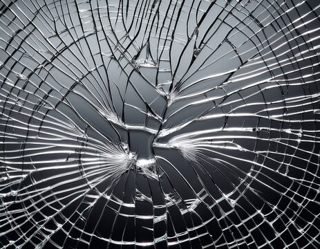 Radial shattered glass pattern with cracks