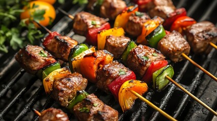 Grilled Kebabs on a Grill
