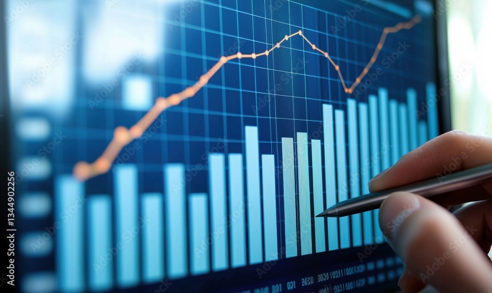 Poster data analysis with bar and line graphs showing trends and performance metrics