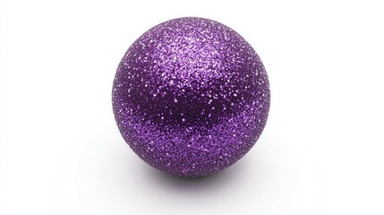 Purple glitter ball, white backdrop
