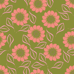 Exotic hand drawn flowers, seamless patterns with floral for fabric, textiles, clothing, wrapping paper, cover, banner, home decor, abstract backgrounds. Vector illustration.
