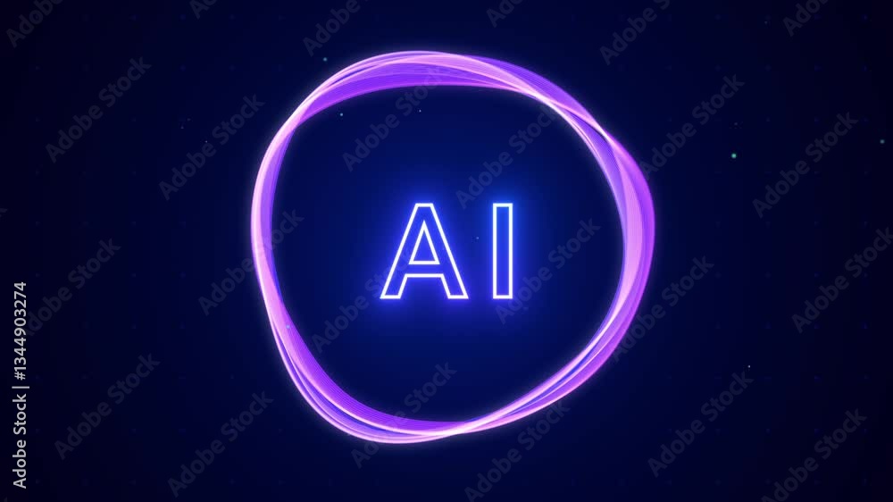 Poster futuristic ai assistant app logo screen background, smart personal artificial intelligence computer 