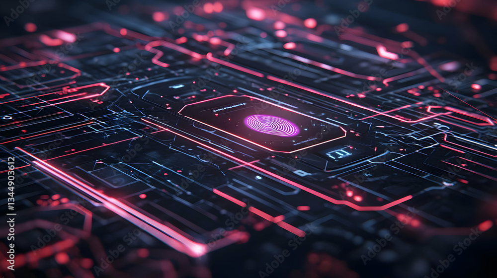 Poster abstract circuit board design with glowing lines