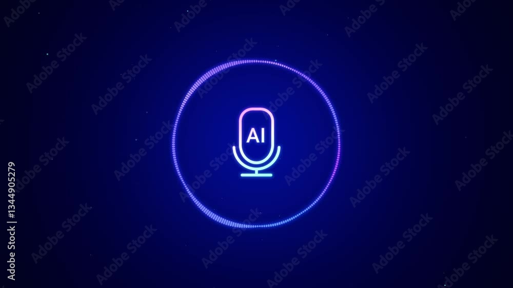 Poster ai voice recognition personal assistant technology concept, smart artificial intelligence app screen