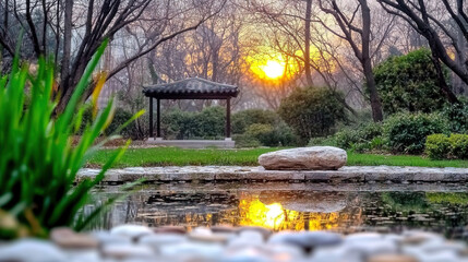 Park Sunset Gazebo
