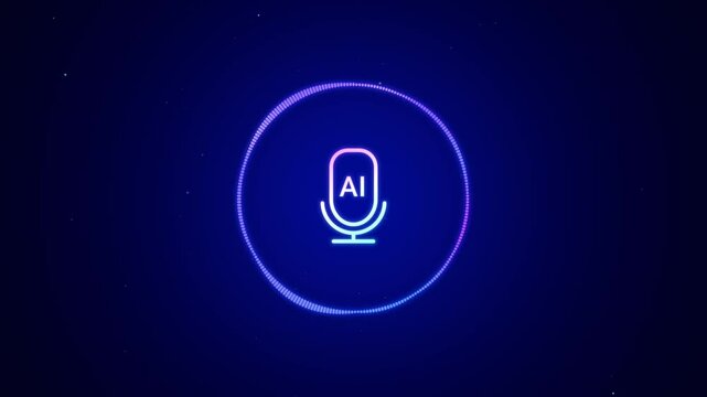 AI voice recognition personal assistant technology concept, smart artificial intelligence app screen, machine speech generated, online support chat bot, automated virtual business customer service
