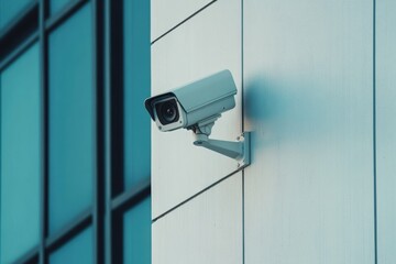 Security surveillance system installed on a building exterior for fire and alarm monitoring