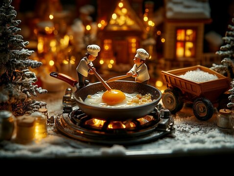 Playful Tiny Kitchen with Chefs at Work
