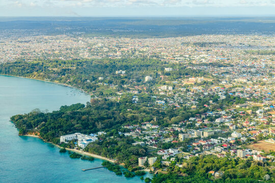 Fototapeta Aerial view of the Zanzibar city, capital of Zanzibar island (Unguja), Tanzania