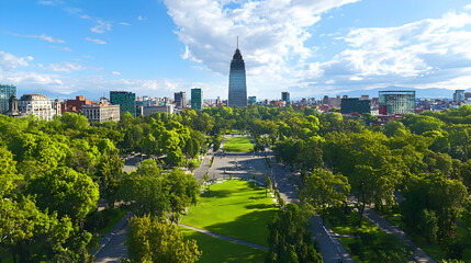 Fototapeta premium City Park Aerial View On Sunny Day