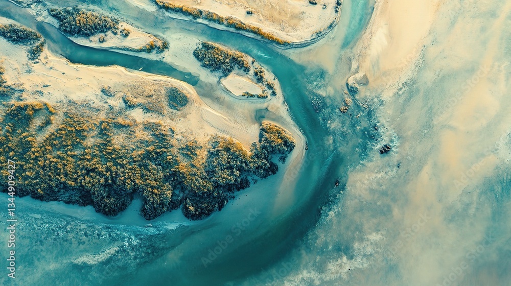 Poster aerial view of serene landscape with patterns in aigue region