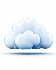 Glossy 3D cloud icon, isolated on white