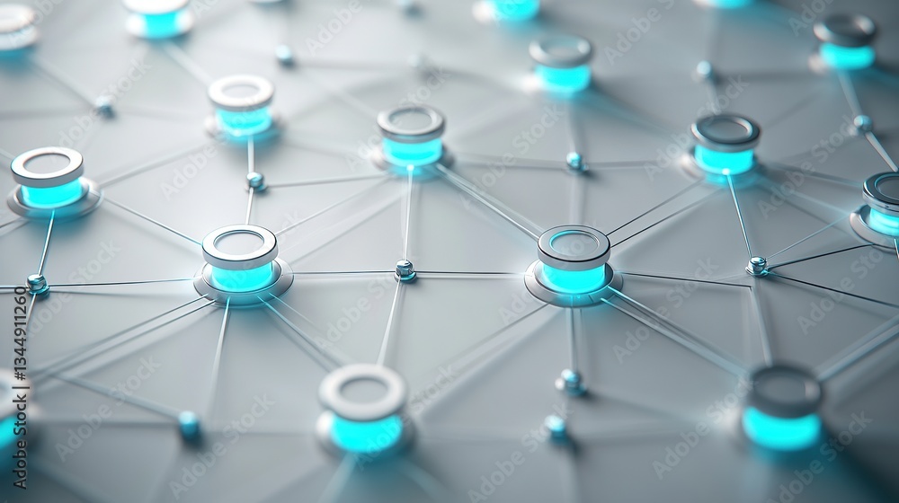 Poster a symmetrical pattern of interconnected circles and hexagons