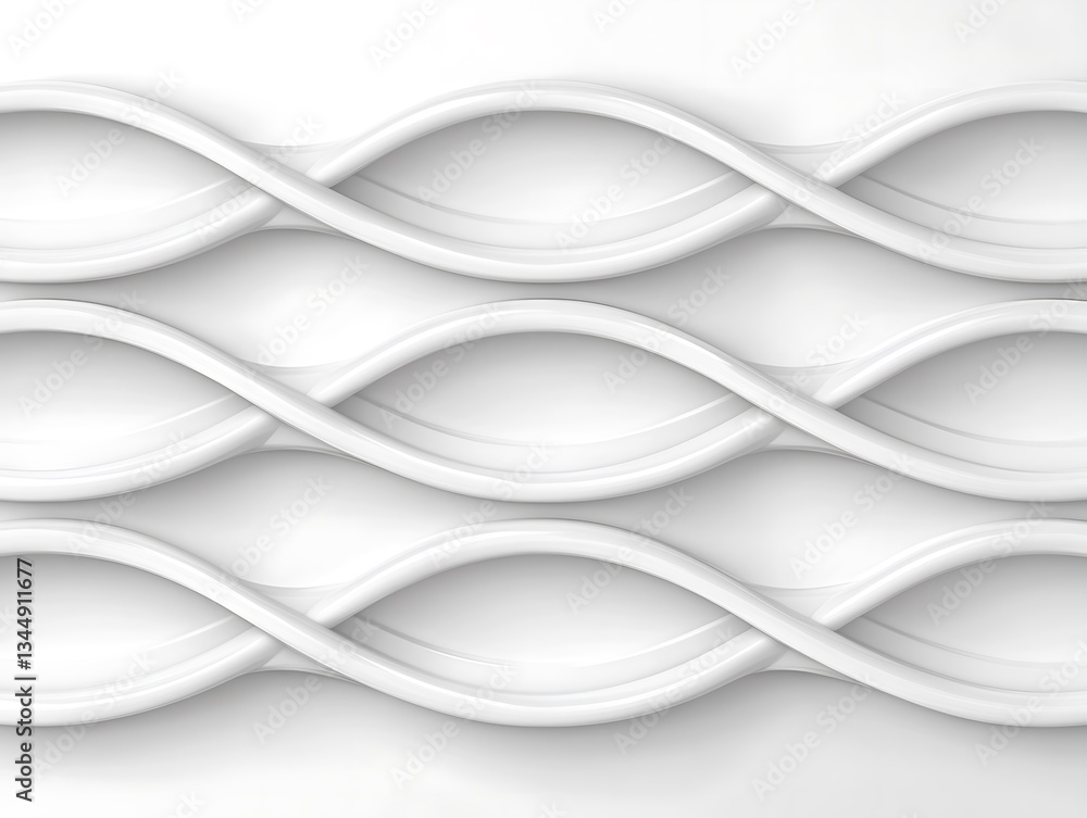 Poster abstract white interwoven looping design with three dimensional effect