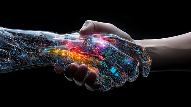 Human Handshaking with a Digital Partner: A Colorful Abstract Representation of Technological Collaboration