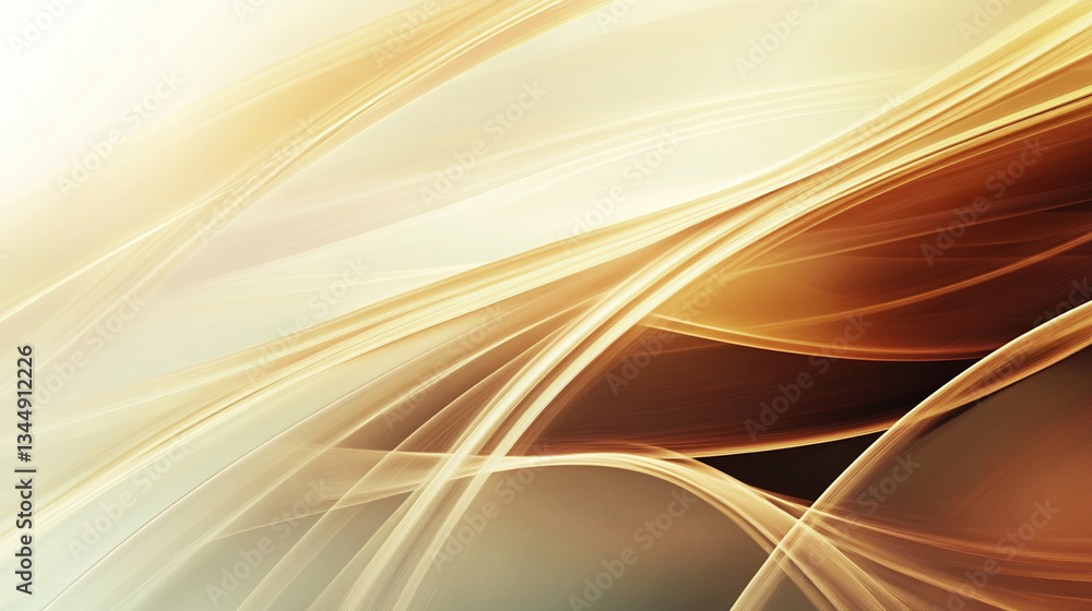 Poster abstract flowing lines in warm golden hues creating a serene and elegant background