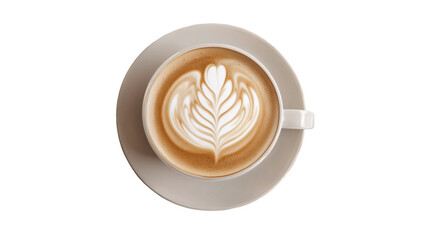 Cappuccino with latte art isolated on transparent background --ar 16:9