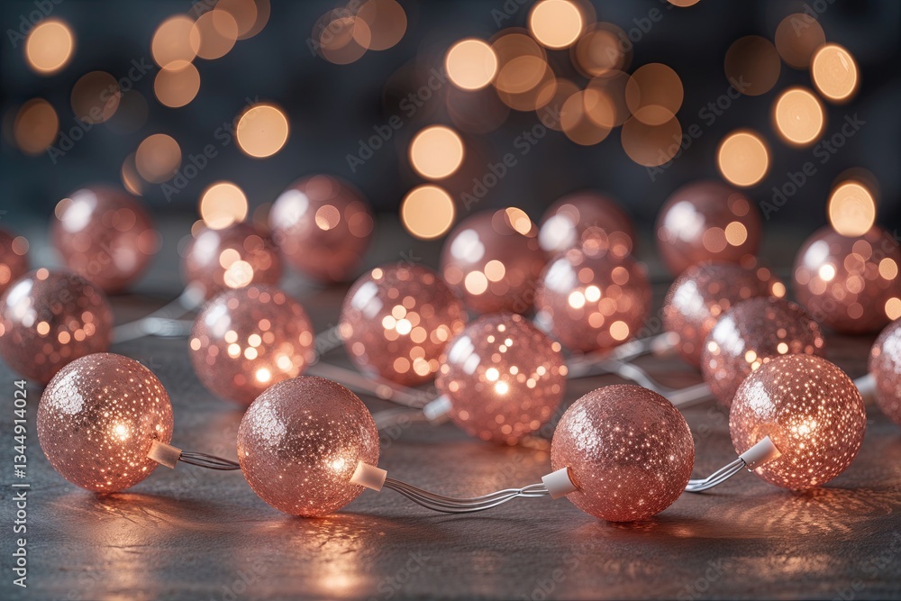 Poster sparkling rose gold bokeh lights creating an enchanting scene