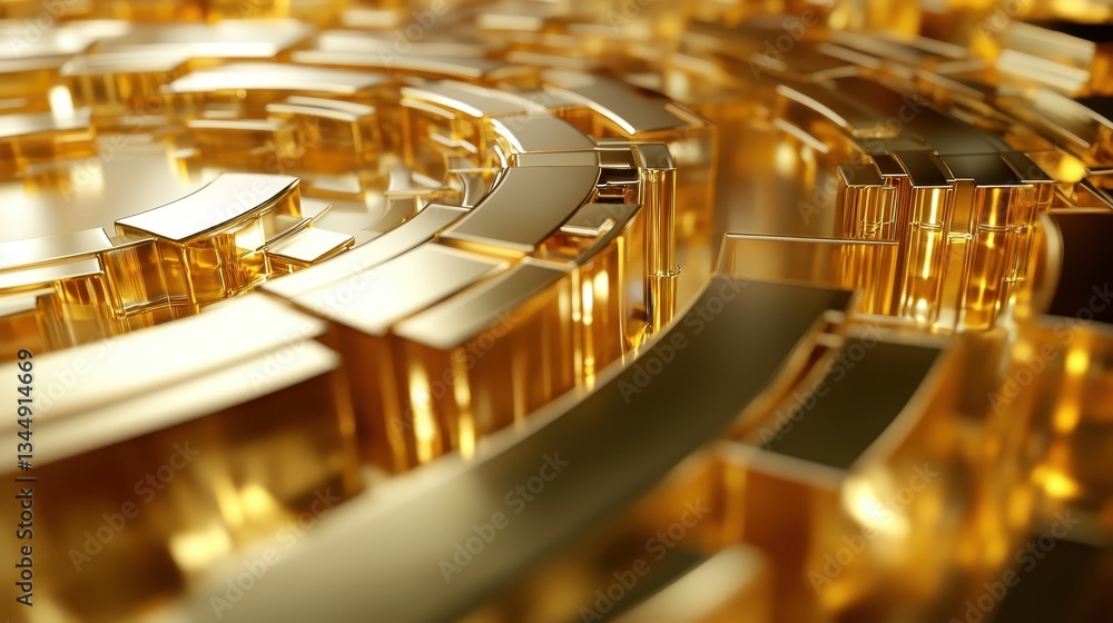 Aufkleber golden abstract structure with reflecting light and shiny surfaces