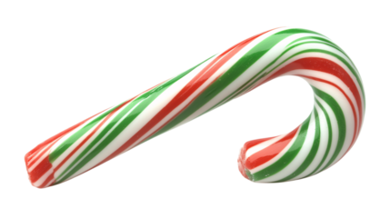 Christmas-themed candy cane (red, green, white) isolated on white background --ar 16:9