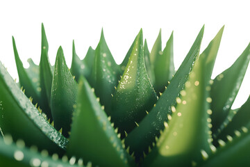 Fototapeta premium Closeup of succulent plant vibrant green leaves with dew drops botanical texture