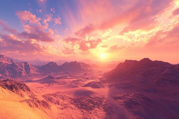 Fototapeta premium vast desert scene with towering sand dunes beneath a clear sky