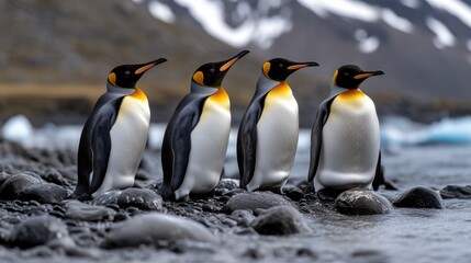 Fototapeta premium King Penguins on a rocky shore