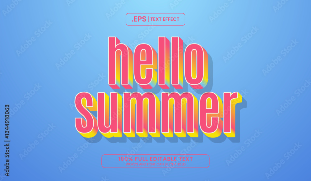 Canvas Prints editable text effect design, text hello summer in a 3d style, ideal for summerthemed designs, invita
