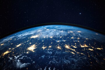 Obraz premium Earth at night from space. Cities light up