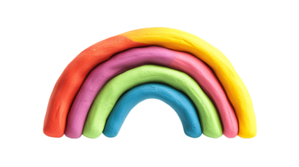 Colorful plasticine rainbow for kids isolated on white background --ar 16:9