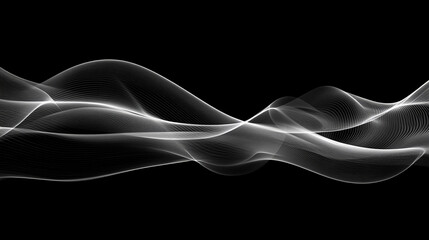 Abstract waves of light gracefully flowing across a dark background, creating a serene atmosphere