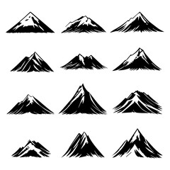 Monochrome Graphic of a Jagged Mountain Peak