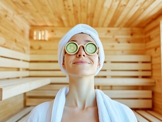 Woman Relaxing Sauna Wellness Spa SelfCare